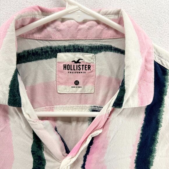Hollister Light‎ Pink, White Short Sleeved Button Down Mens Size XS - Picture 9 of 12